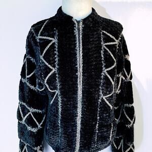 VTG Rumi Design Chenille Jacket S-M Geometric Art Deco Boutique Made In Canada